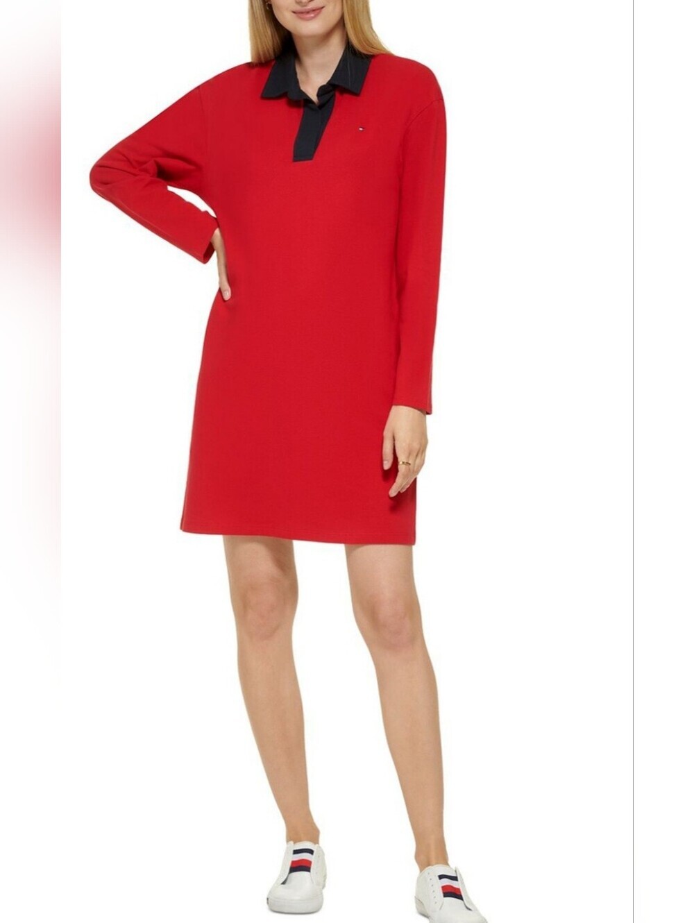 NWT Tommy Hilfiger Johnny Collar Rugby Dress SZ S Red Preppy